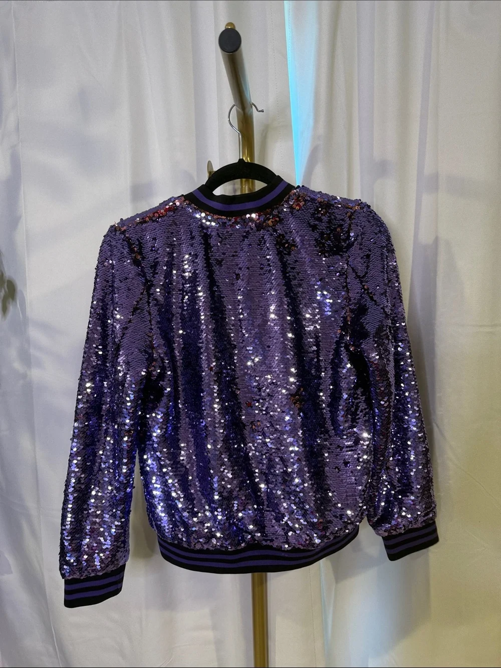 Urban Republic Nordstrom Sequin Bomber Zip Up Glitter Sparkle Girls Purple